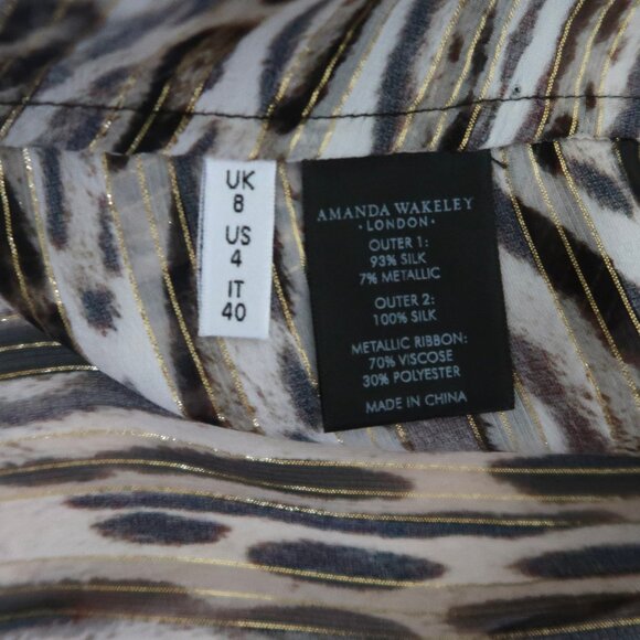 AMANDA WAKELEY Ocelot print silk boho top UK 8 US 4 S - Picture 8 of 9
